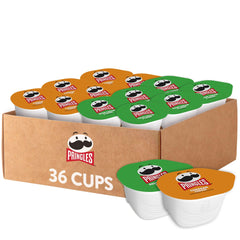 Pringles variety pack cups show 36 snack cups for family gatherings and movie nights.