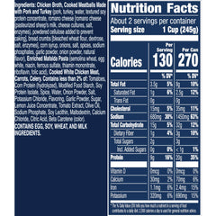 Progresso Protein Mediterranean-Style Meatball and Chicken Soup can label showcasing ready-to-serve convenience.