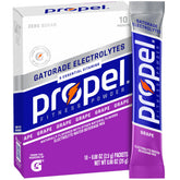 Propel grape packets box front for on-the-go hydration