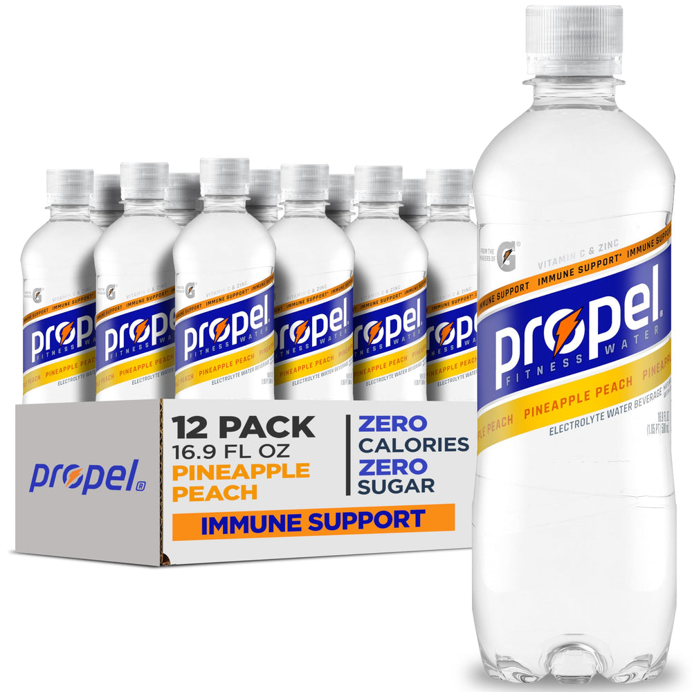 Propel Immune Support bottle in Pineapple Peach flavor for active hydration.