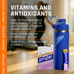 Propel Immune Support glass with lemon blackberry flavor for hydration