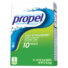 Propel kiwi strawberry powder pack dissolving for hydration on the go