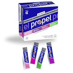 Propel Raspberry Lemonade packets for quick on-the-go hydration.
