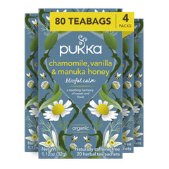 Pukka Calming Chamomile tea bags ready to brew for soothing evenings