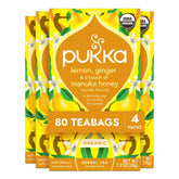 Pukka Lemon Ginger Manuka Honey tea bag resting for a calm moment