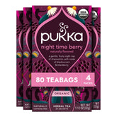 Pukka Night Time Berry tea bag closeup for a calming bedtime ritual.