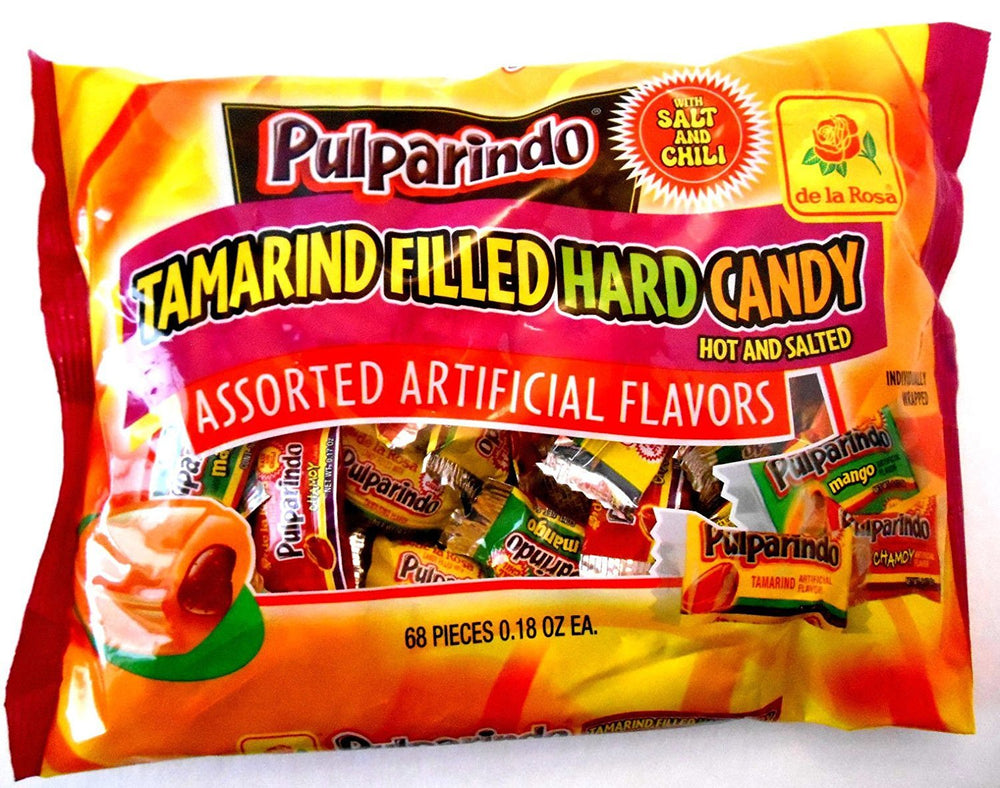 Pulparindo tamarind-filled-candy-pack featuring tangy center, ideal for sharing.