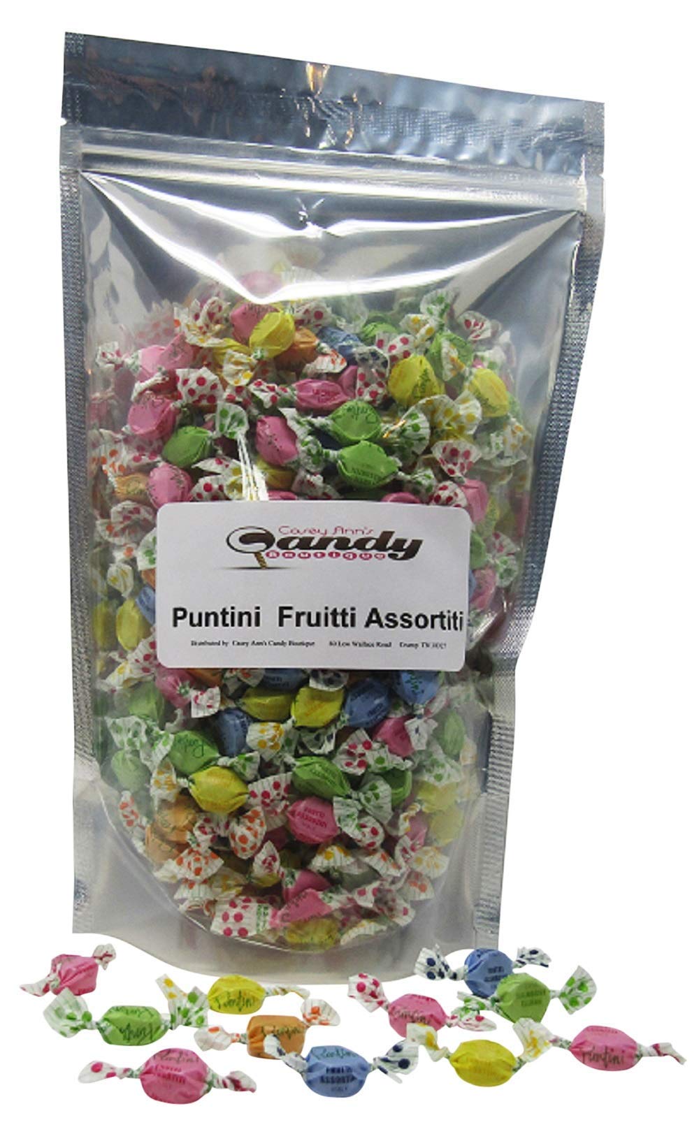 Puntini Italian Jujubes wrapper close-up showing polka dots and colorful fruit flavors