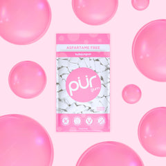 PUR Gum vegan non-GMO badge on package for inclusive choice.