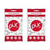 PUR Gum Cinnamon bottle open showing pieces for quick breath freshening