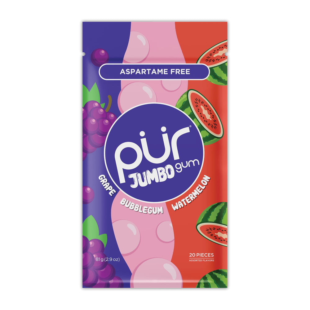 PUR Gum Jumbo bag seal showing resealable packaging for freshness