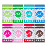 PUR Gum spearmint flavor chews for fresh breath on the go.