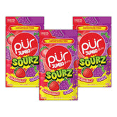 PUR Jumbo SOURZ Gum strawberry piece delivers bold sour flavor for on-the-go snacking