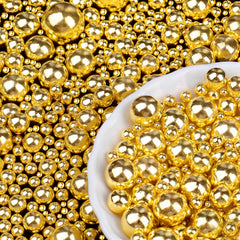 PURBOT Gold Pearl Sprinkles on cake for an elegant wedding décor.