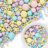 Purbot Pastel Pearl Sprinkles closeup showing shimmering edible pearls.