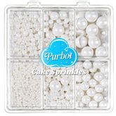PURBOT White Pearl Sprinkles 2mm bottle for delicate cake detailing.