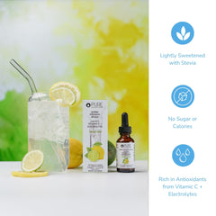 Pure Inventions Water Infusion Drops Lemon Lime poured for a flavorful electrolyte boost.