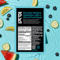 Pure Kick Alkaline berry packet for convenient hydration with subtle flavor.