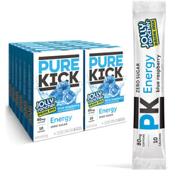Pure Kick energy singles poured into water for a refreshing blue raspberry boost