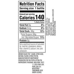 Pure Leaf Blackberry label close-up highlighting absence of artificial flavors or sweeteners