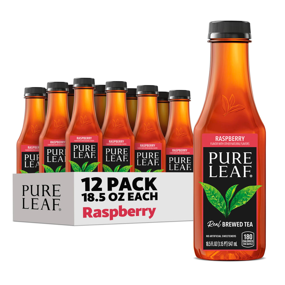 Pure Leaf Raspberry Iced Tea bottle showing real-brewed quality for on-the-go refreshment