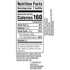 Pure Leaf Real Brewed Tea label close-up showing authentic ingredients