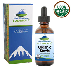 Pure Mountain Botanicals Stevia Drops in a coffee cup for enhanced flavor sans calories