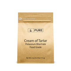 Pure Original Ingredients Cream of Tartar jar front shows pure, restaurant-grade stabilizer for reliable batters.