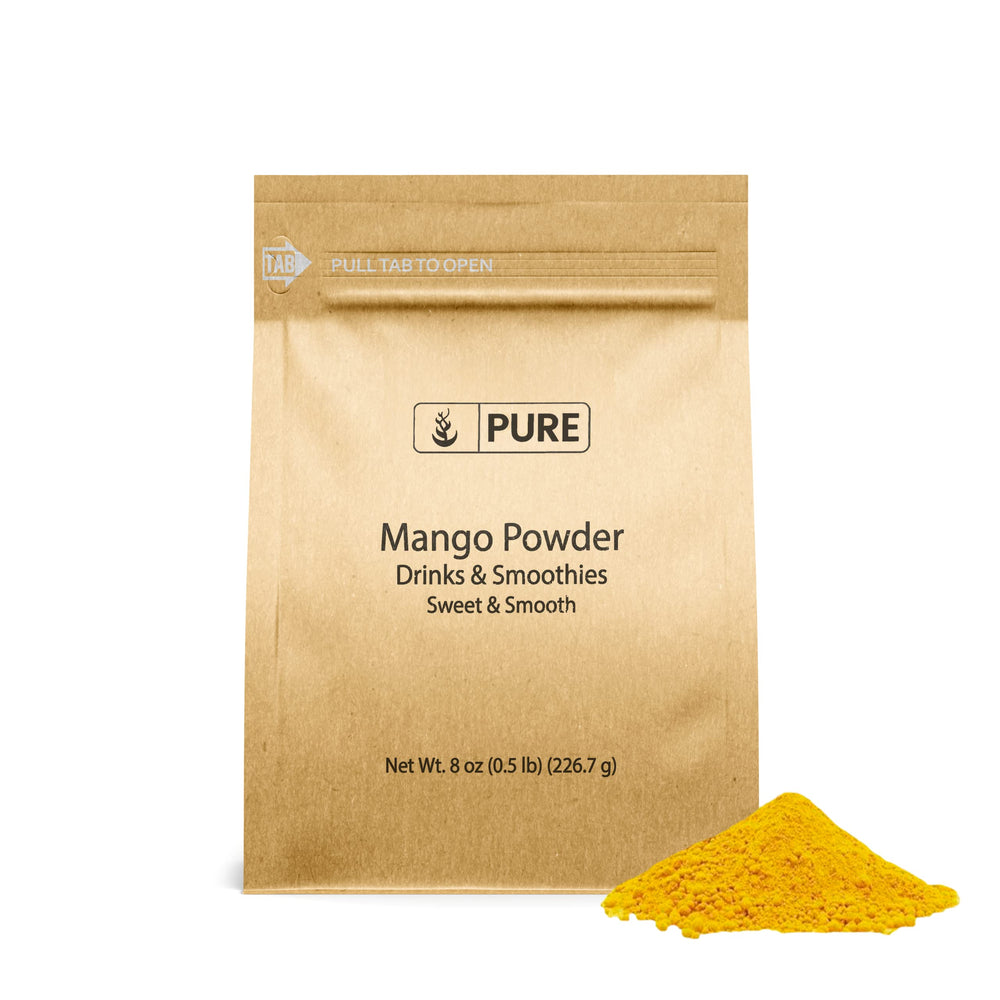 Pure Original Ingredients Mango Powder bottle with real mango content for smoothies.