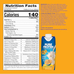 Pure Protein Frosted Cereal shake bottle back highlighting low sugar and daily wellness.