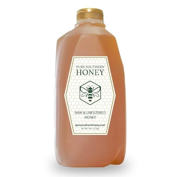 Pure Southern Honey gallberry bottle pour highlights smooth raw flavor ideal for daily sweetness