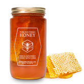 Pure Southern Honey honeycomb jar showing real comb inside for natural sweetness.