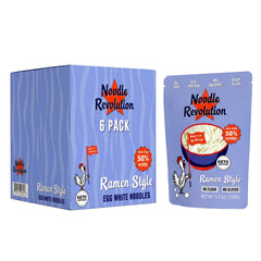 Pure Traditions Noodle Revolution egg-white noodles in a bowl, showcasing low-carb, high-protein option.