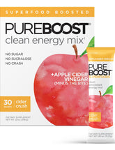 Pureboost Cider Crush pack front shows a sugar-free energy boost.