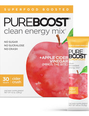 Pureboost Cider Crush packets ready to mix for a crisp energy boost.