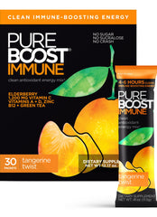 Pureboost Immune Tangerine front-pack packaging for quick energy and immune support.