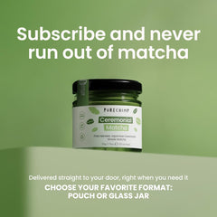 PureChimp matcha latte cup highlighting creamy, foamy texture