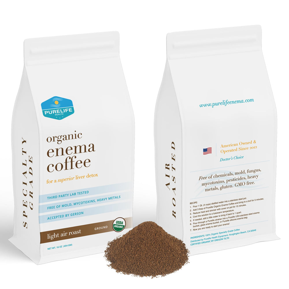 Purelife Enema Coffee light air roast ground bottle with quick prep and bright aroma