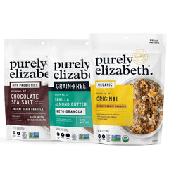 Purely Elizabeth ancient grain granola chocolate sea salt bag, ideal snack option
