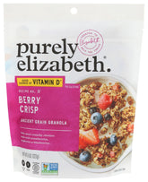Purely Elizabeth Berry Crisp granola in bag, gluten-free and vegan snack option.