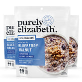 Purely Elizabeth blueberry walnut collagen oatmeal cup front view for quick breakfast