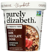 Purely Elizabeth Oatmeal Cup packaging close-up highlights premium ingredients.