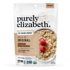 Purely Elizabeth Oatmeal Original Organic in a bowl, wholesome breakfast base.