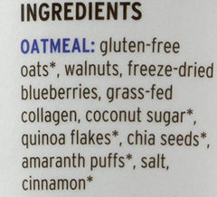 Purely Elizabeth Oats Blueberry Walnut packaging closeup—quality ingredients you can see.