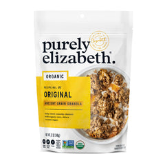 Purely Elizabeth Organic Ancient Grain Granola Original in a 12 oz bag for a wholesome breakfast.