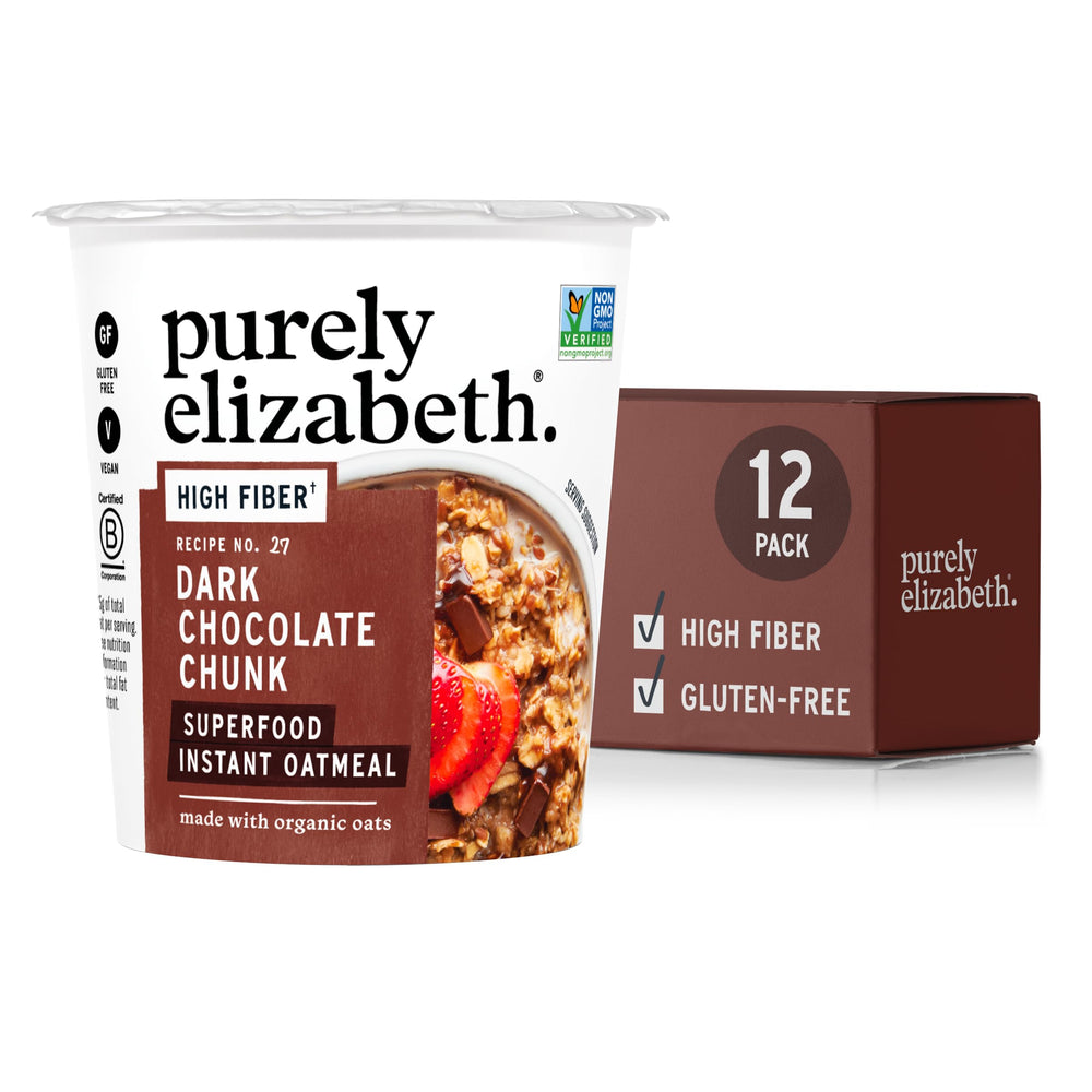 Purely Elizabeth Oatmeal Cup front packaging showing ready-to-eat convenience