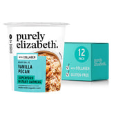 Purely Elizabeth Vanilla Pecan oatmeal cups pack 12, gluten-free, convenient breakfast option.