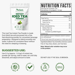 Purisure Real Black Tea Powder pours into glass for instant iced tea