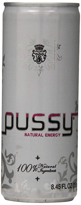 Pussy Natural Energy front label highlights citrus flavors