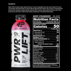 PWR LIFT label closeup showing zero sugar and keto-friendly formula